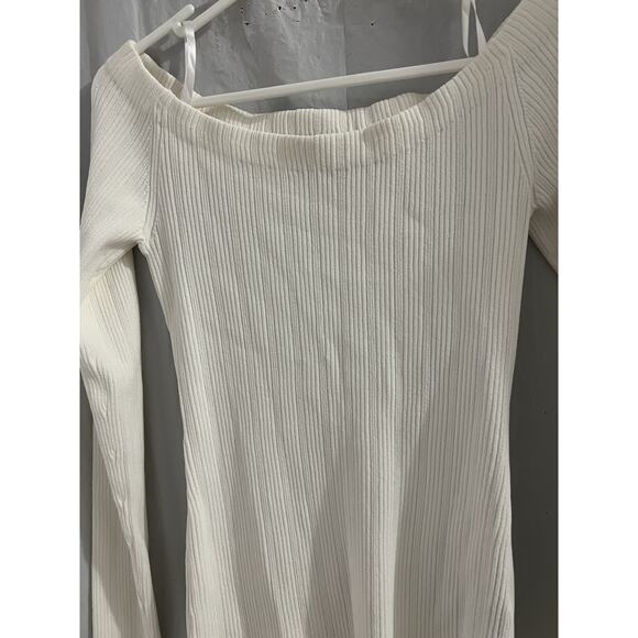 Rag & Bone White Ribbed Knit Off The Shoulder Sweater Sz L - Picture 2 of 6